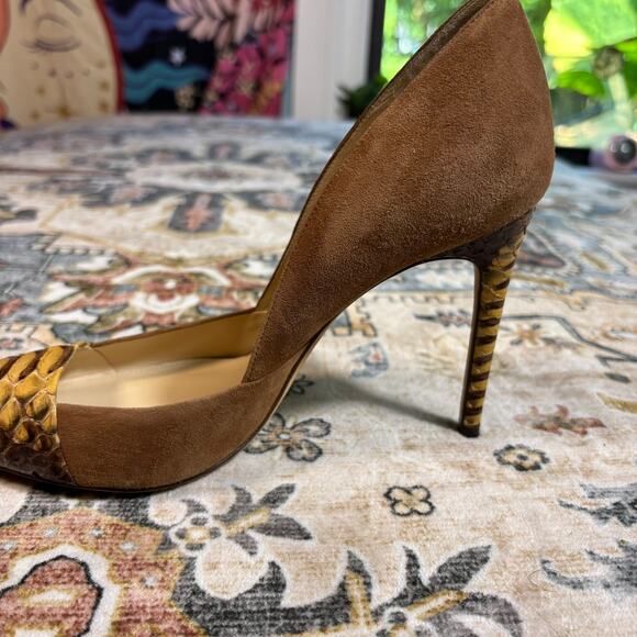 Alexandre Birman Snake Skin Suede Pointed Toe Heels Italian Pumps Women's Size 7 - Picture 11 of 16